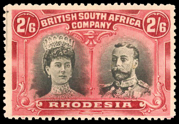RSC A 2s6d brownish black and carmine-red, #43 printer's mark and frame flaws mint