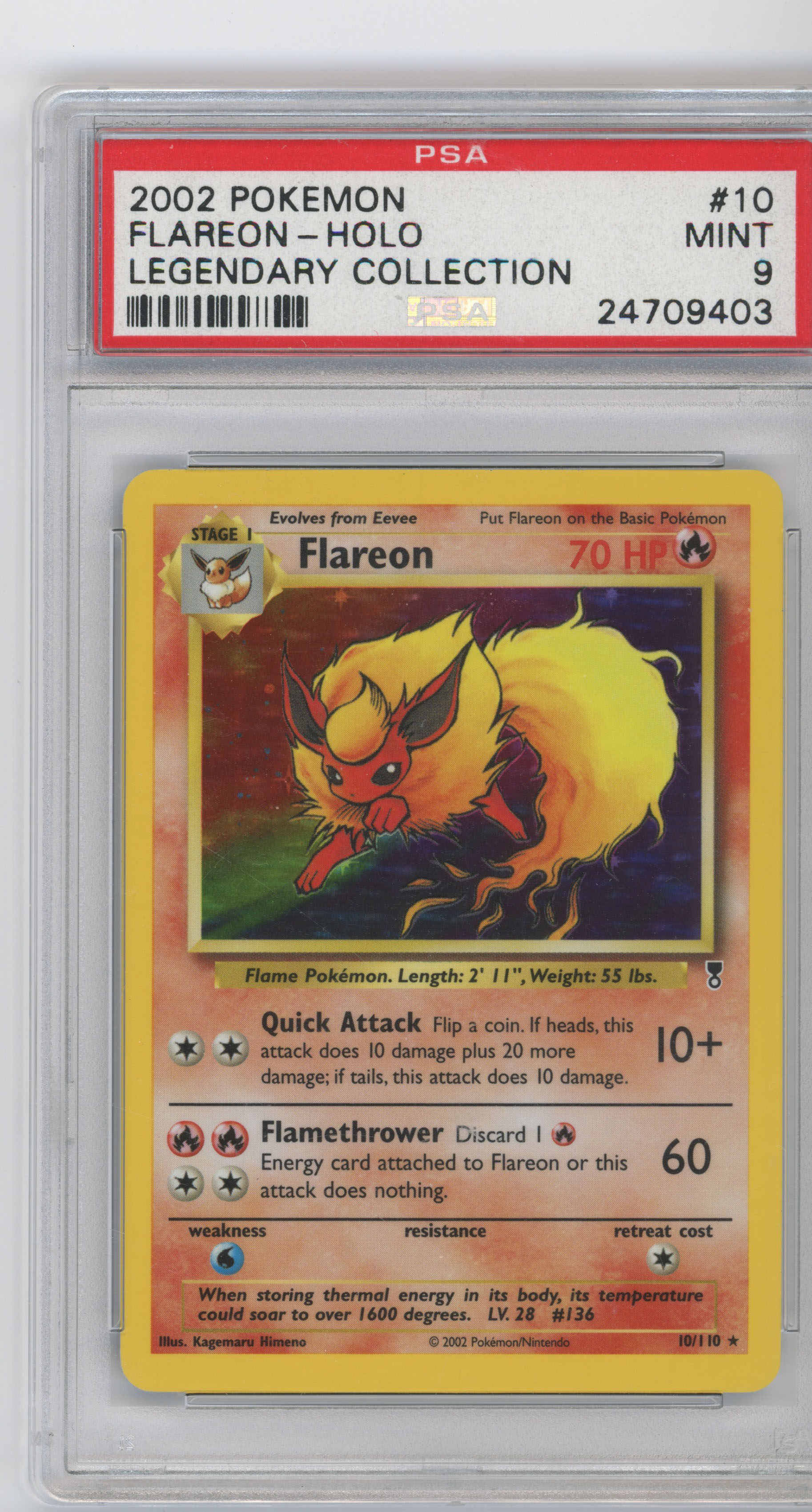 Pokémon TCG - Flareon - Holo Legendary Collection - PSA 9
