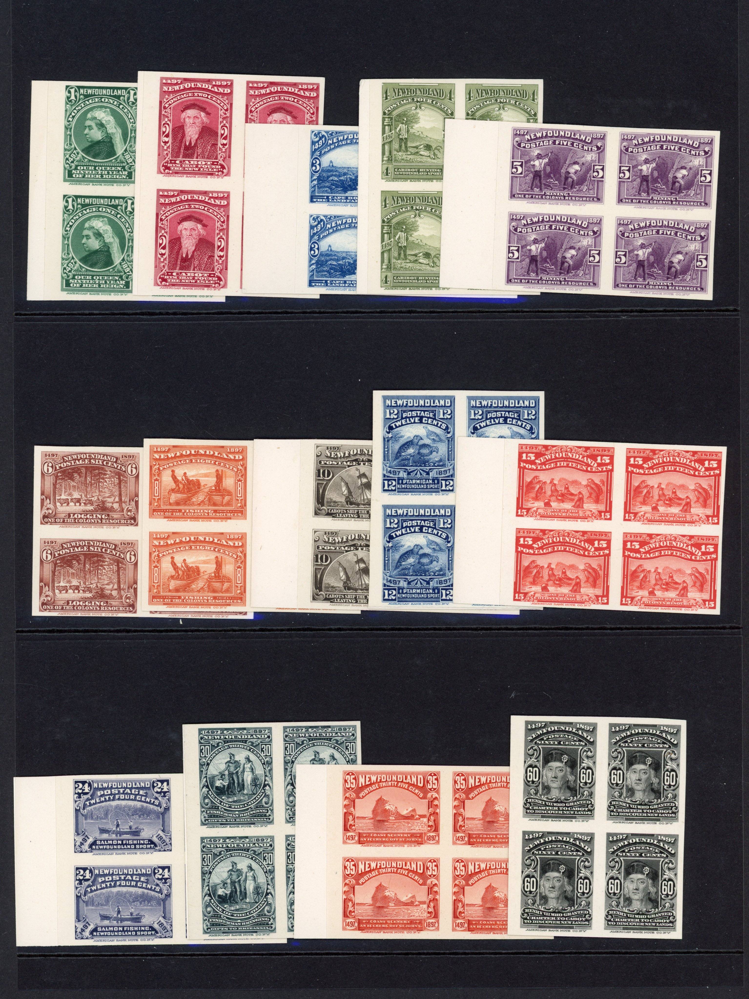 Newfoundland SG 66-79 1897 set plate proof blocks of four