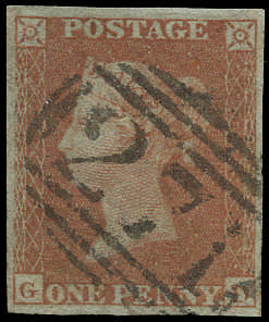 SG8 1841 1d Red brown Pl.175 (GD)