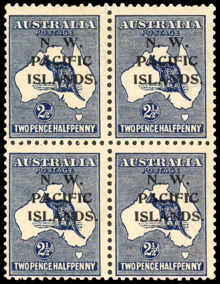 New Guinea 1918-22 2½d indigo error 1 of ½ omitted