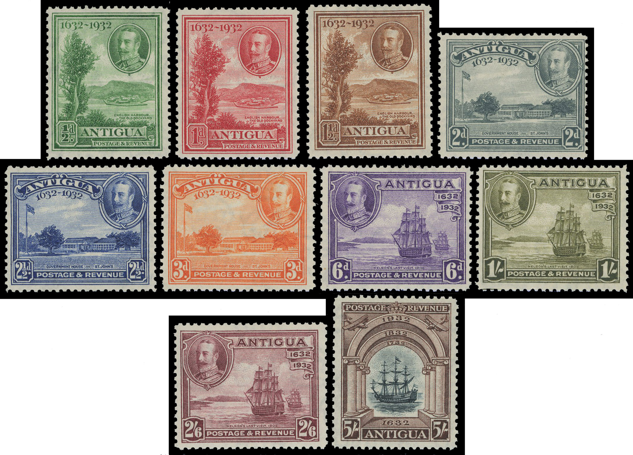 Antigua mint group comprising 1932 Tercentenary and Silver Jubilee sets