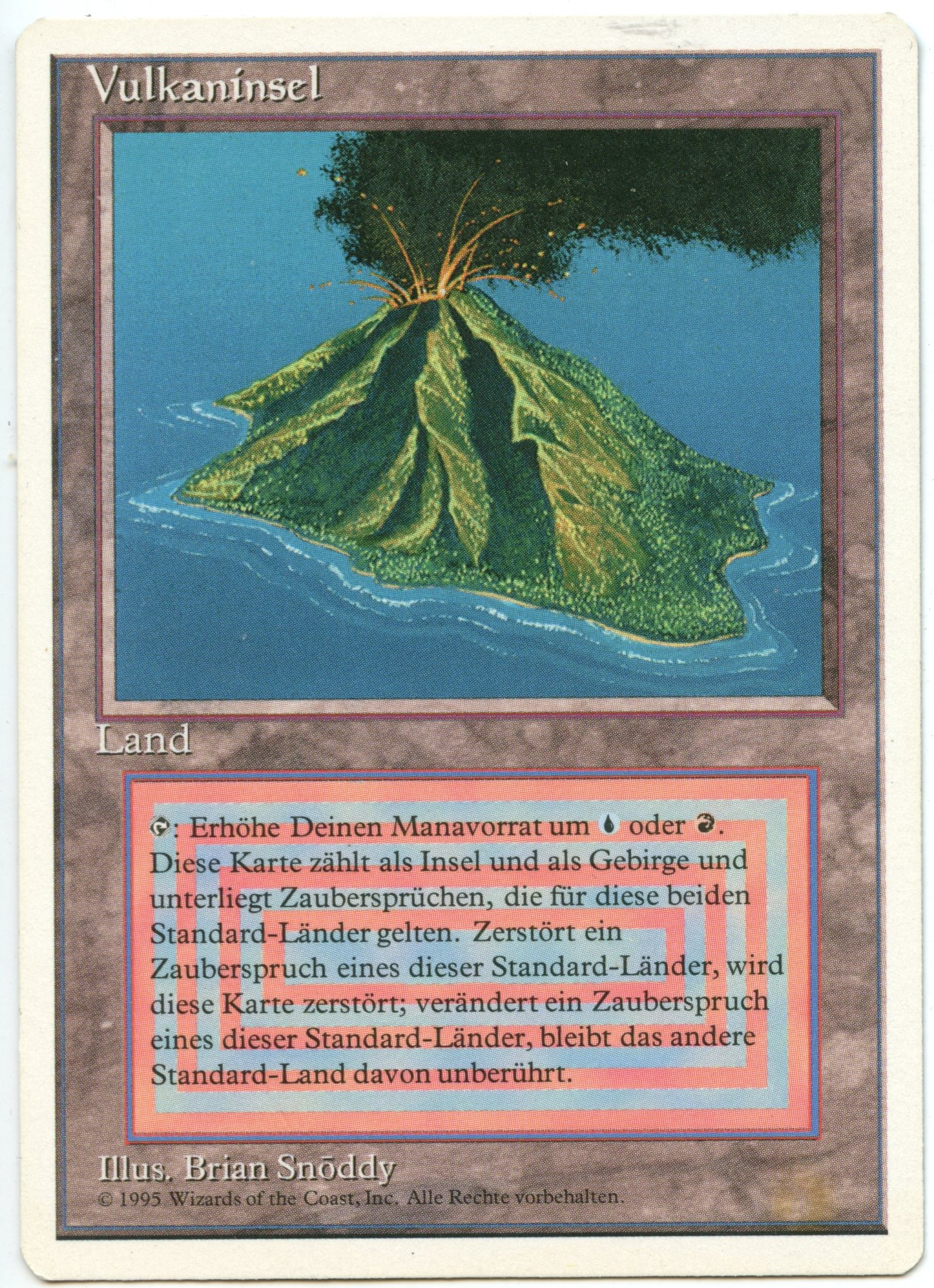Magic The Gathering  - Volcanic Island German language - Foreign White Bordered - Near Mint