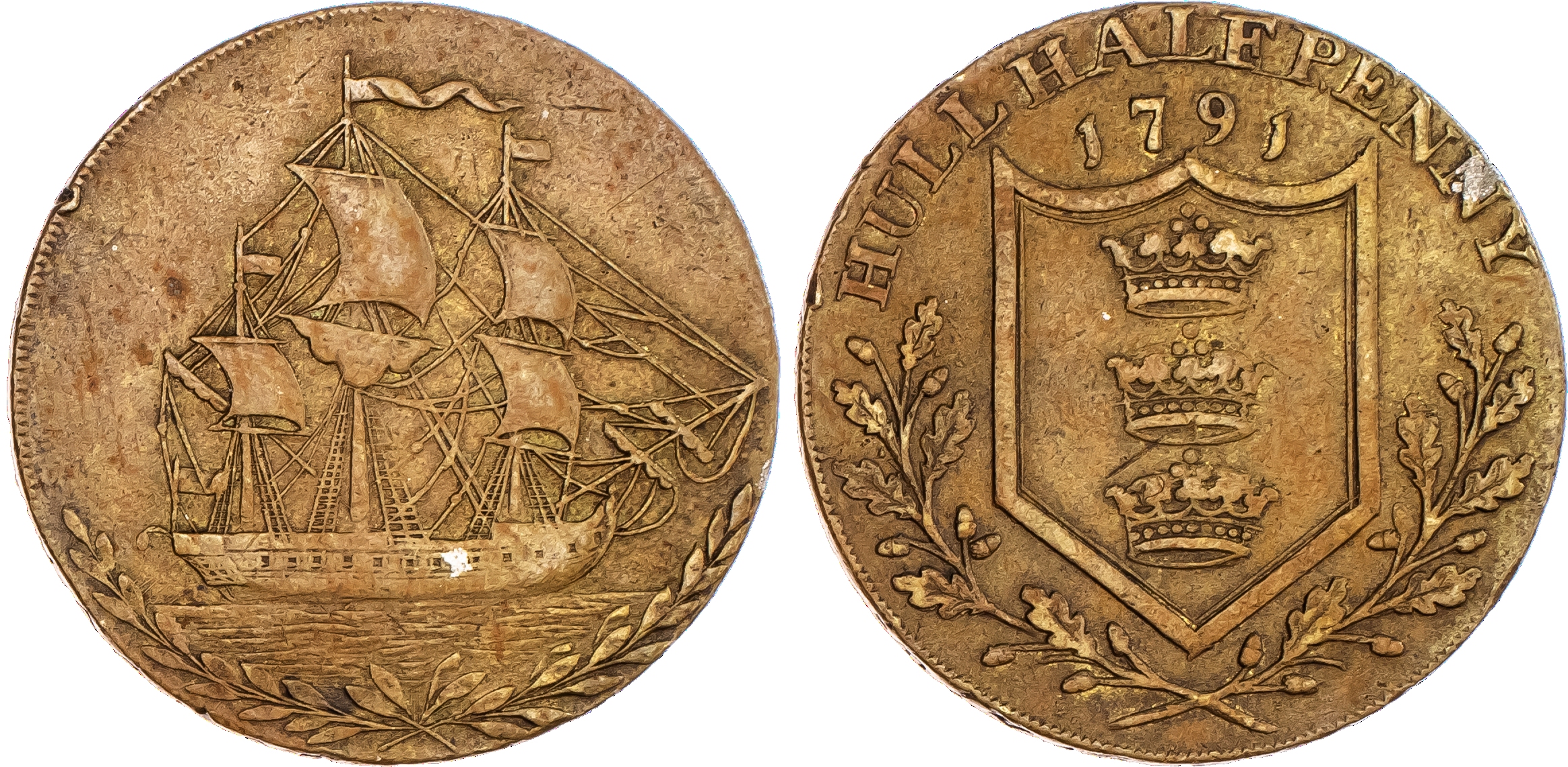 Hull, Jonathan Garton brass Halfpenny...