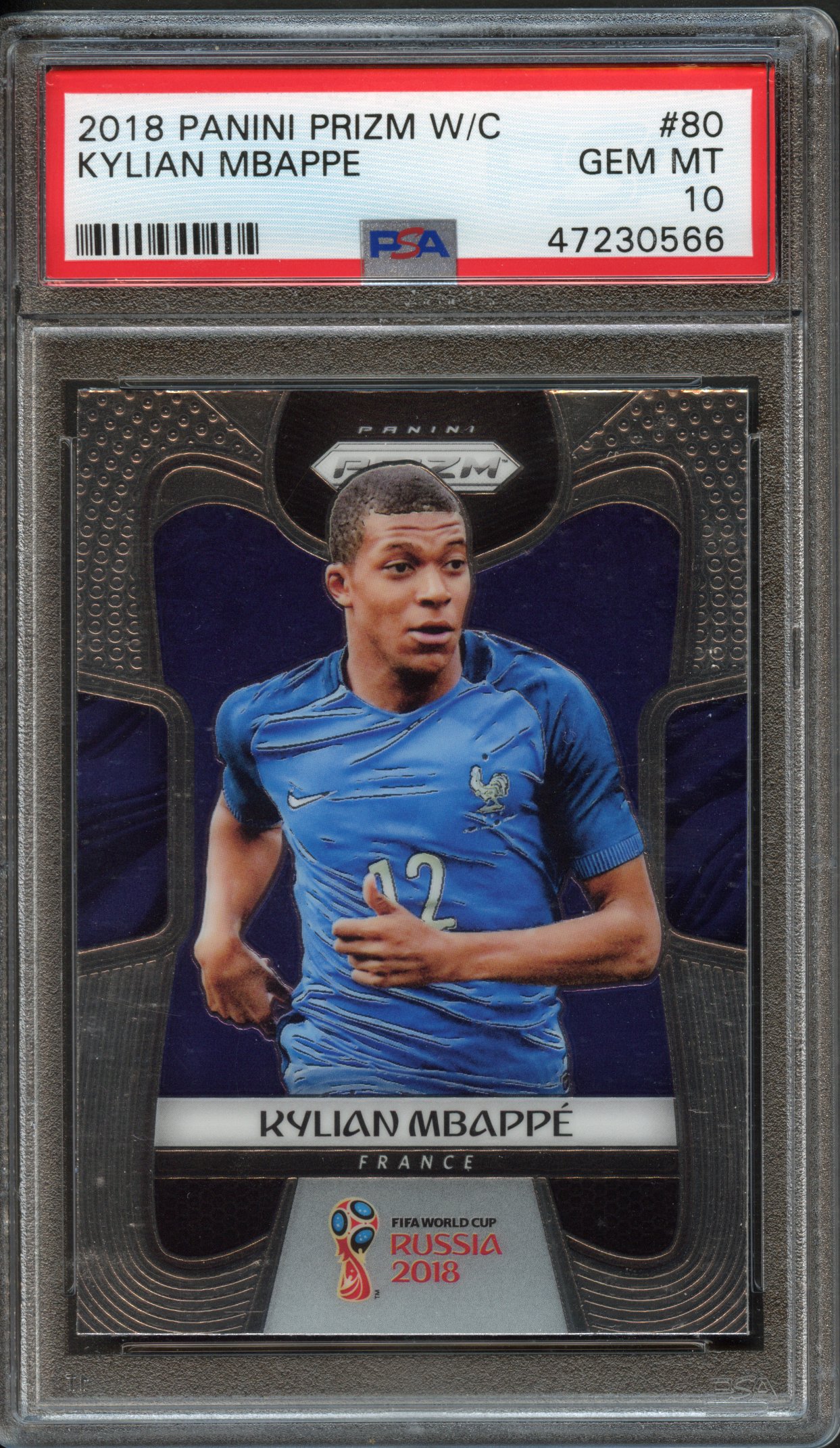 <p>PSA 10 2018 Kylian Mbappé Panini Prizm W/C</p>