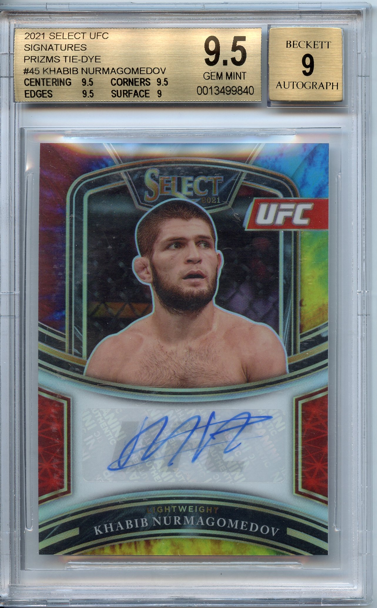 BGC 9 2021 PANINI SELECT UFC KHABIB NURMAGOMEDOV - 13/25 - TIE-DYE - AUTOGRAPH