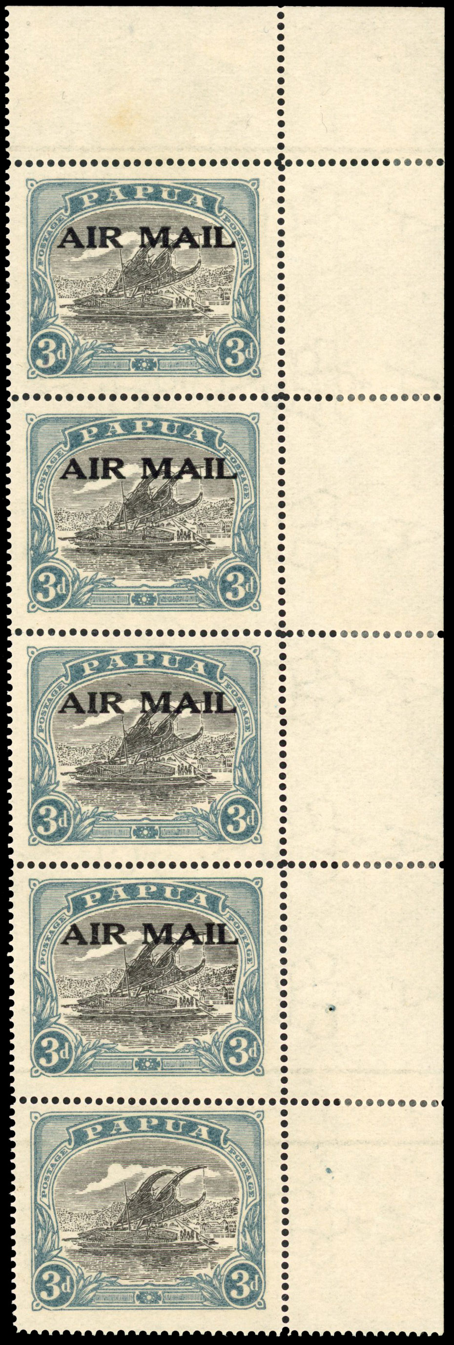 Papua 1929-30 Air 3d variety OVERPRINT OMITTED