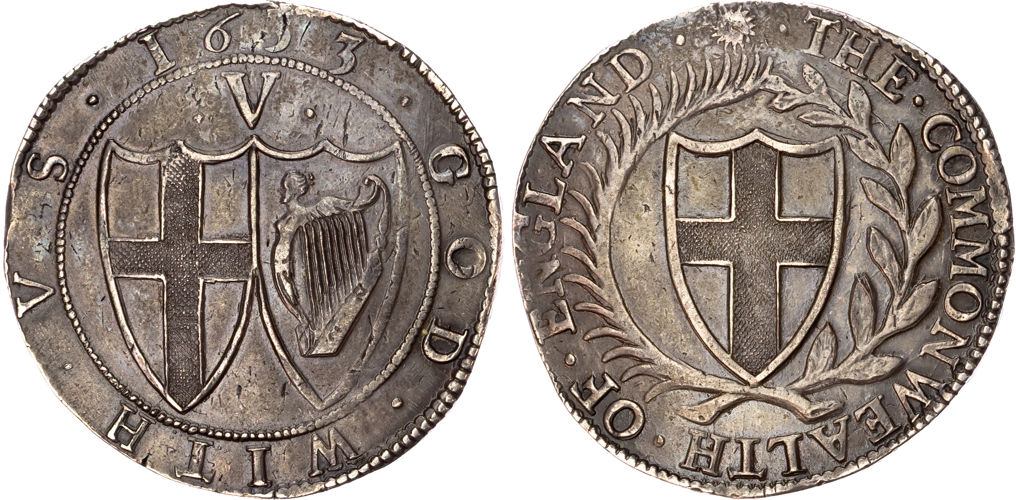 Commonwealth (1649-1660), AR Crown, 1653, mm. Sun.