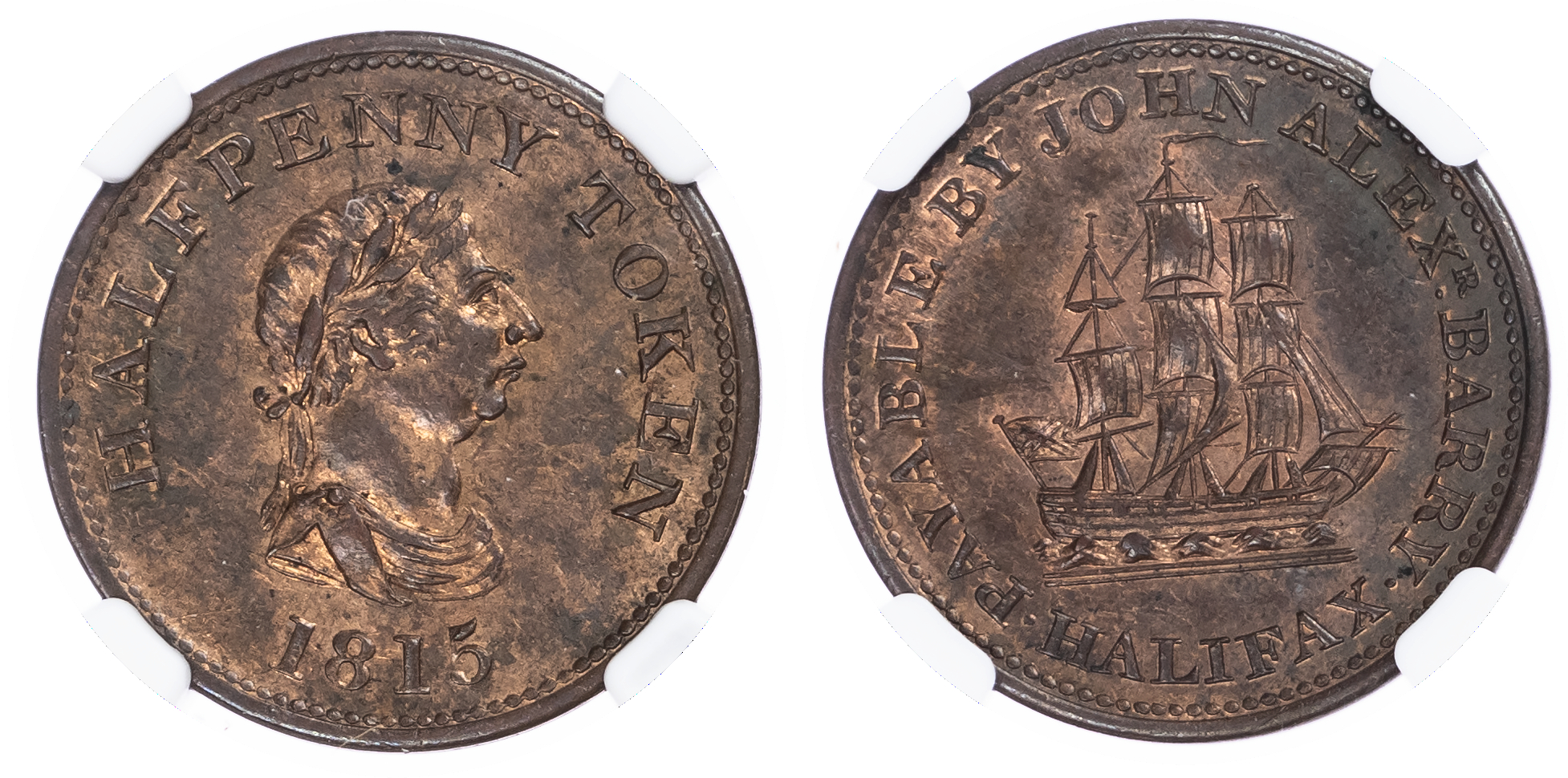 Canada, Nova Scotia. George III CU Halifax 1/2 Penny Token. 1815. 