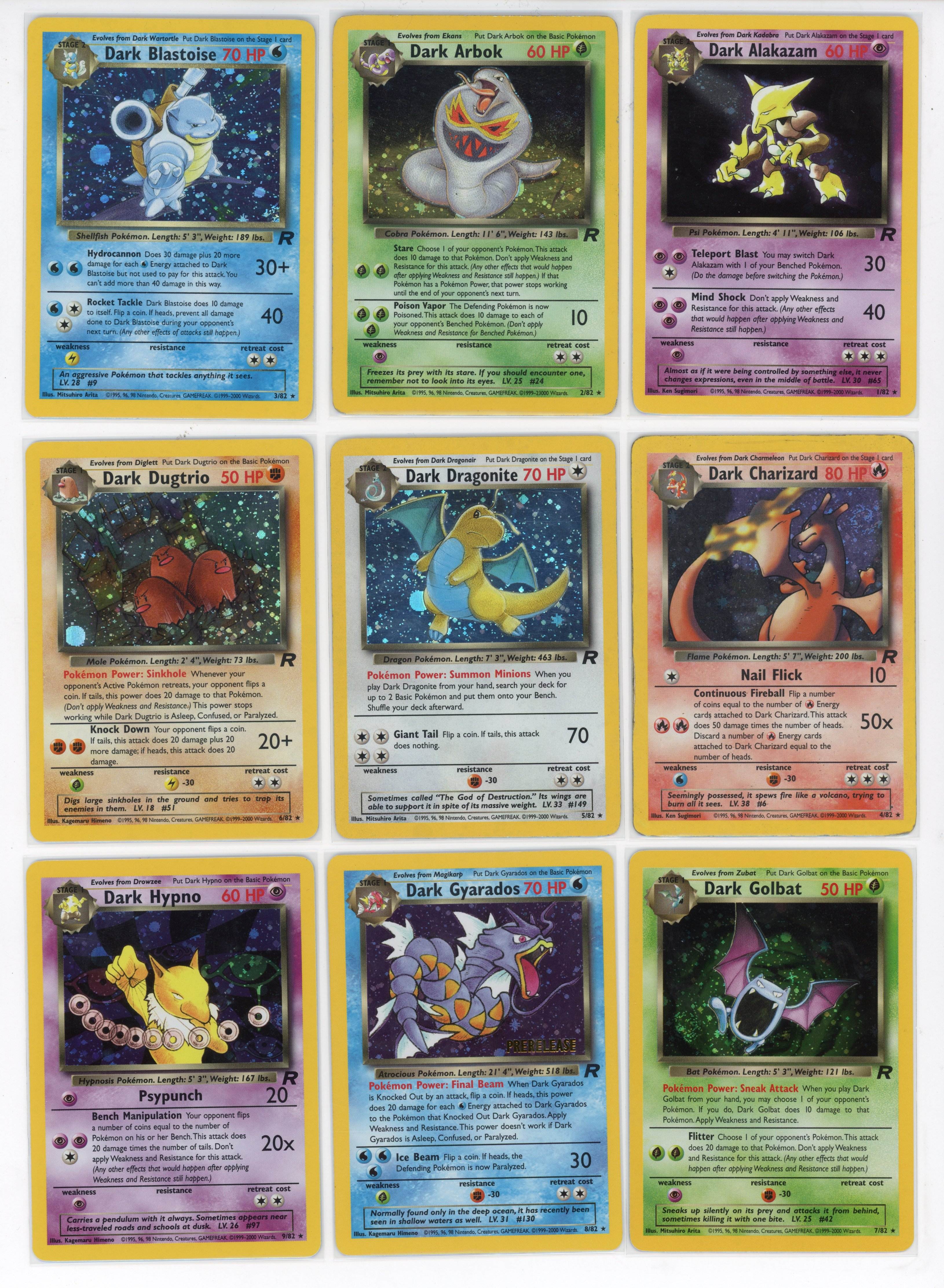 Complete Team Rocket Set - 83/82 Unlimited/1st Edition - 2000