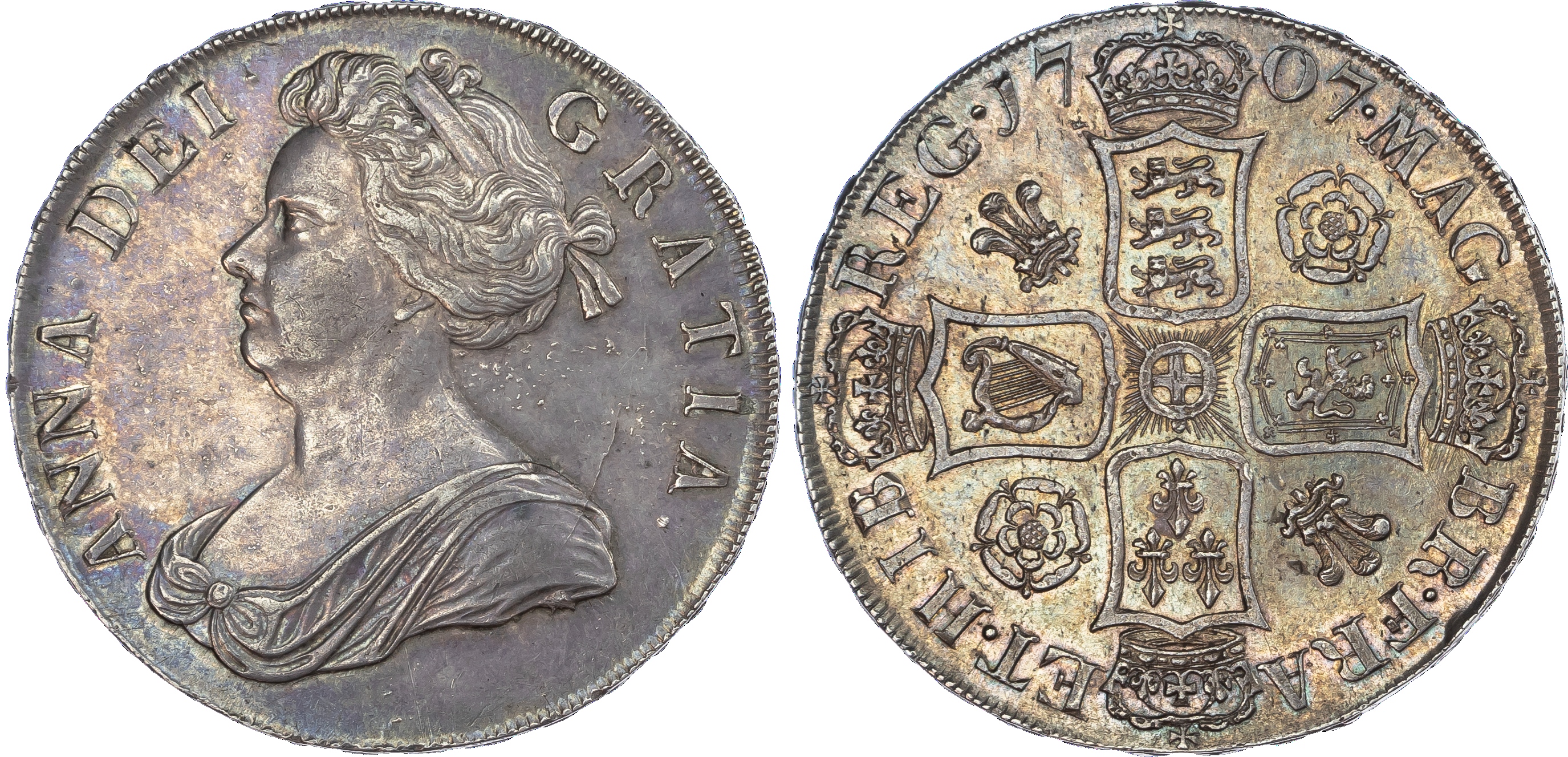 Anne (1702‑1714), Pre‑Union, 'Roses and Plumes' Crown, 1707 SEXTO