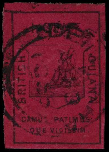 1852 1ct black on magenta, four good...