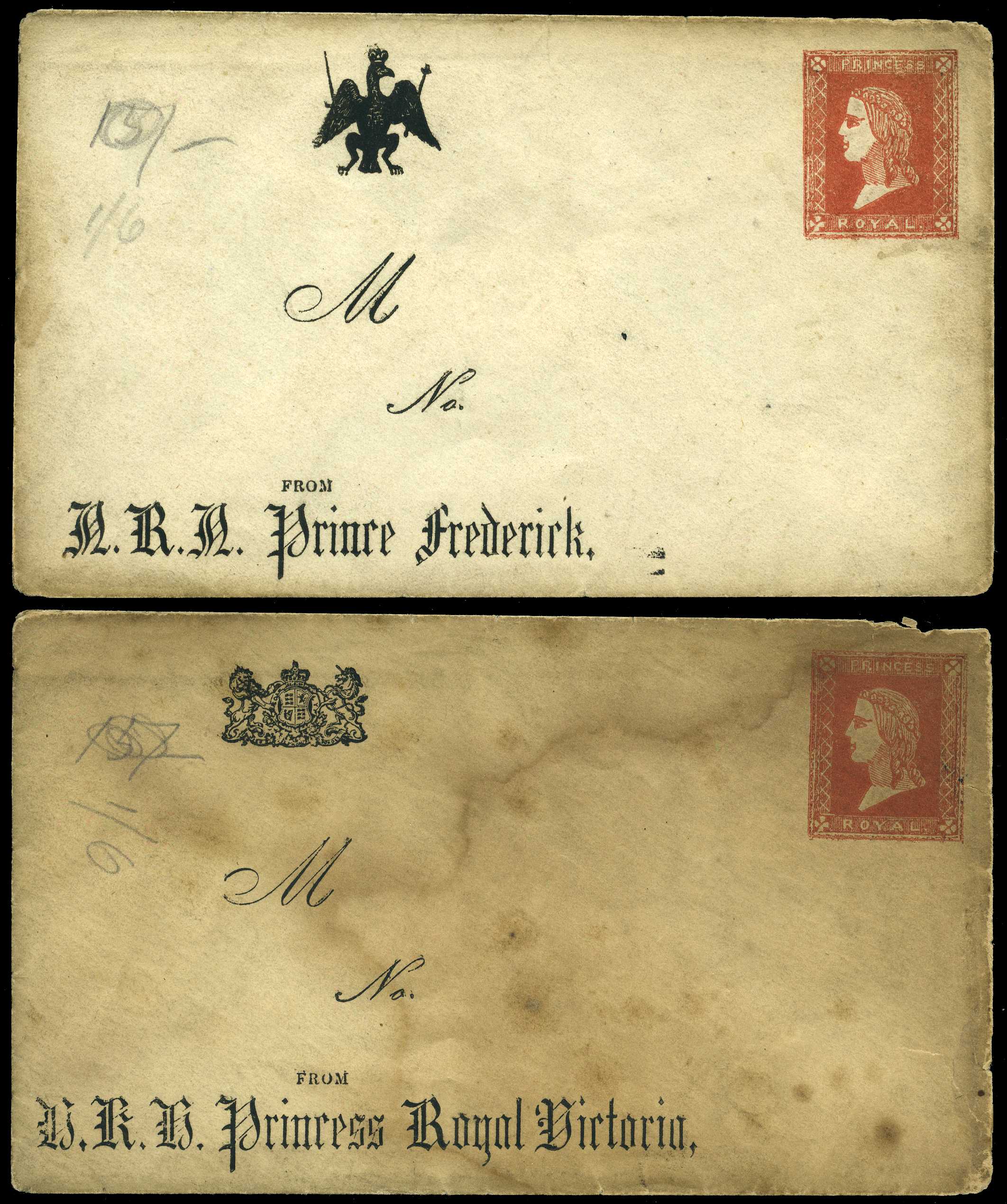 ILLUSTRATED ENVELOPE: 1858 (circa) pair...