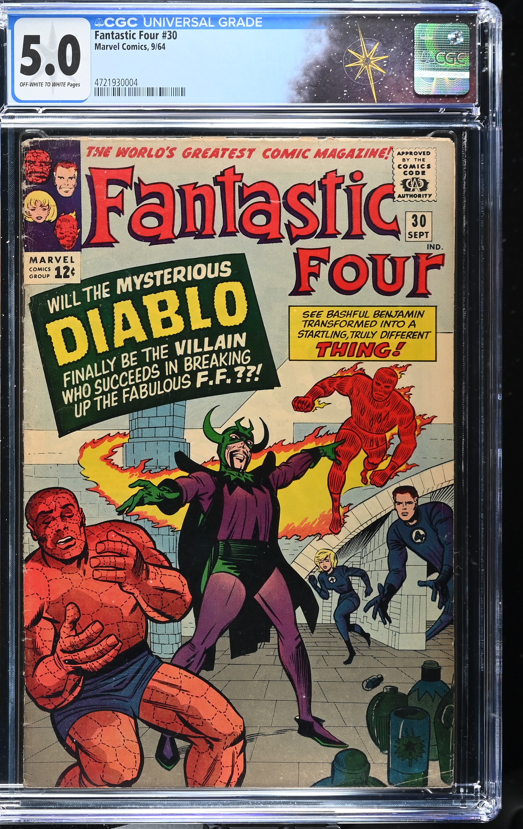 Fantastic Four #30 CGC 5.0 1st Appearance of Diablo (Marvel Comics, 1964) Off-White to White Pages