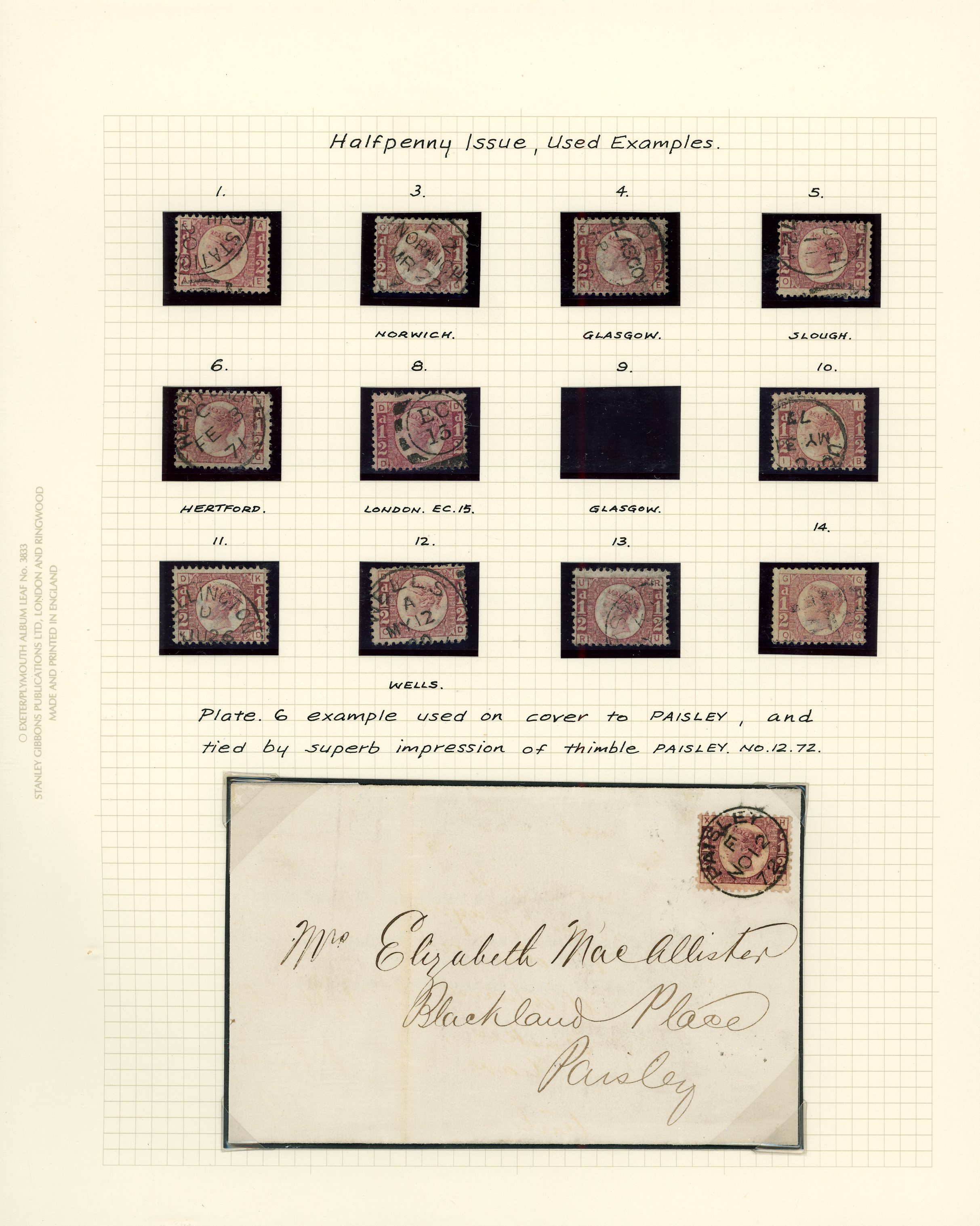 1870-79 ½d rose-red Pl’s.1-20.