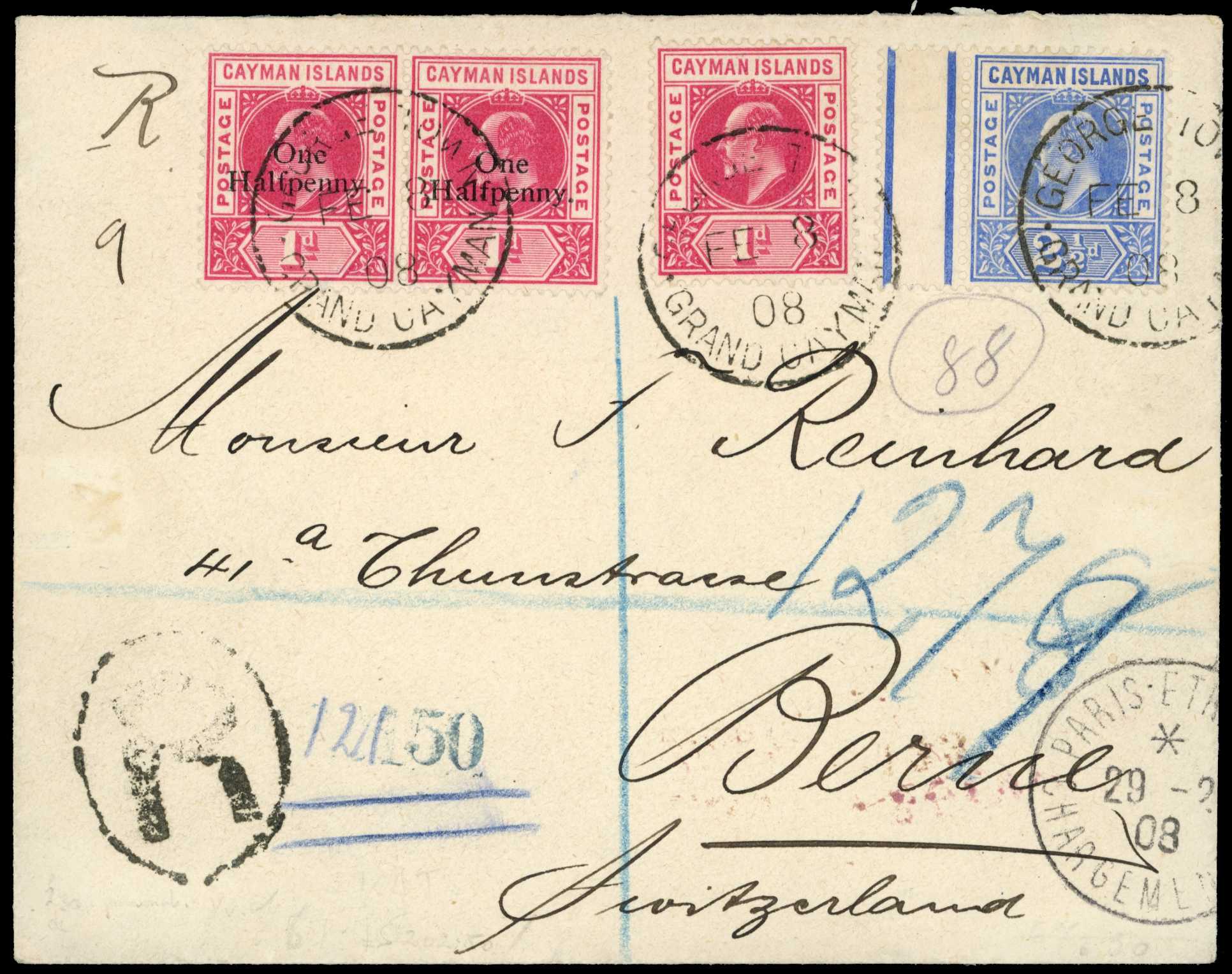 1907 (30 Aug.) Pair of "One Halfpenny." on...