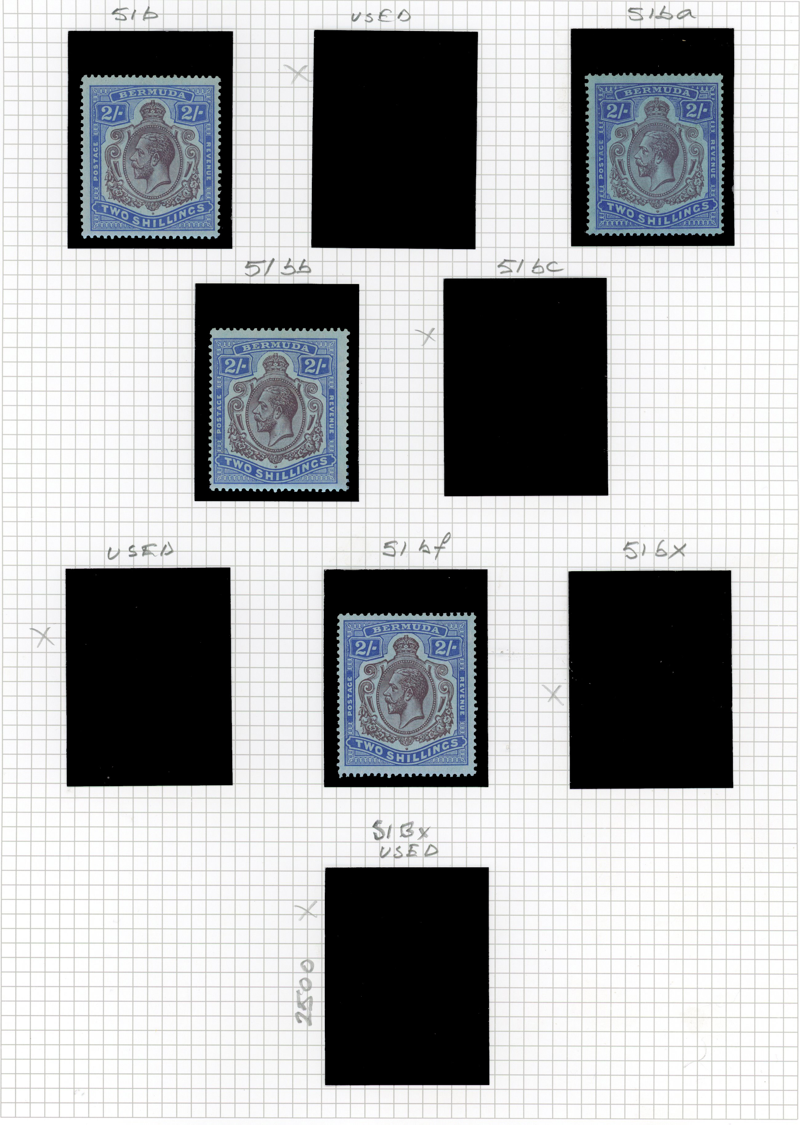 Bermuda SG 51b/55 1918-22 wmk MCA mint range to £1