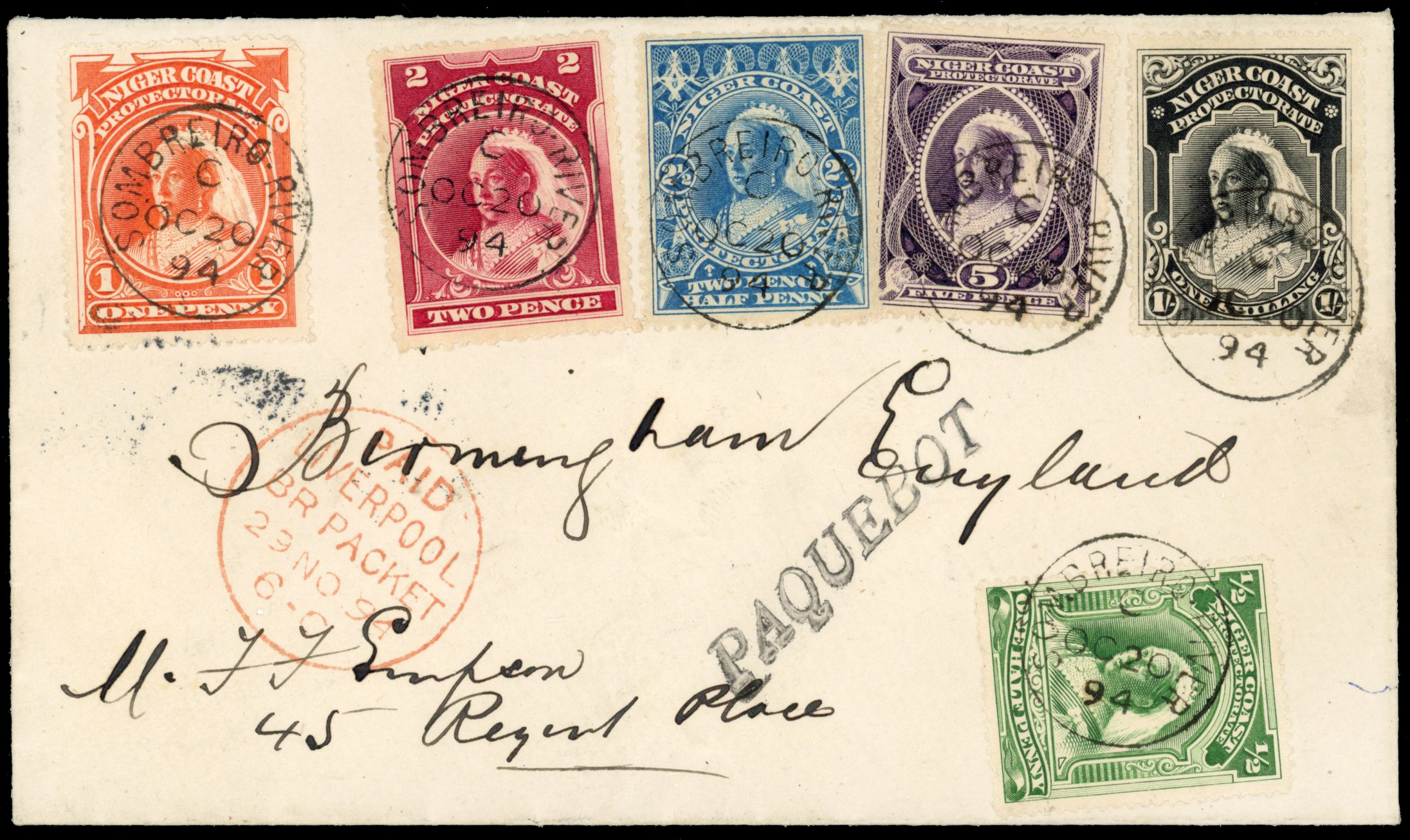 Niger Coast SG 51-56a 1894 Sombreiro River cover