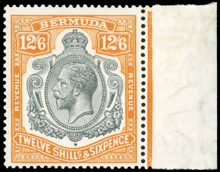 Bermuda SG F1 1937 12s6d Revenue-Revenue mint