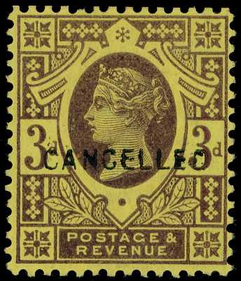1887 3d deep purple on yellow paper,...