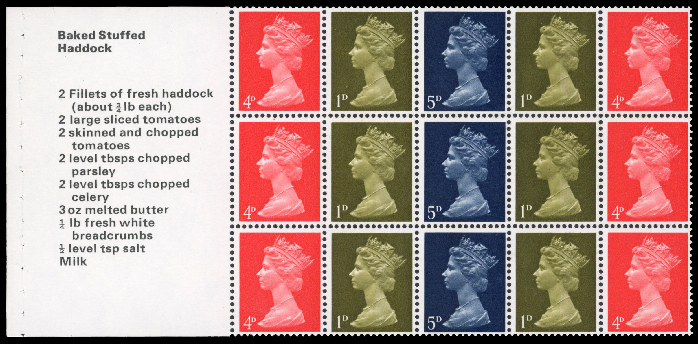 GB: 1970 Stamps For Cooks multi-value mint pane of fifteen variety ‘one 9.5mm phos. band on each stamp except for first ow’