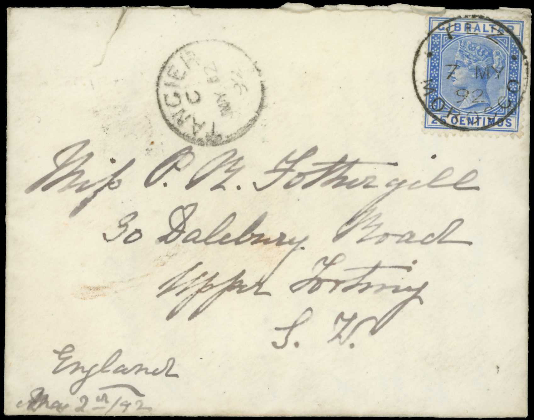 POSTAL HISTORY: 1892 cover (with contents)...