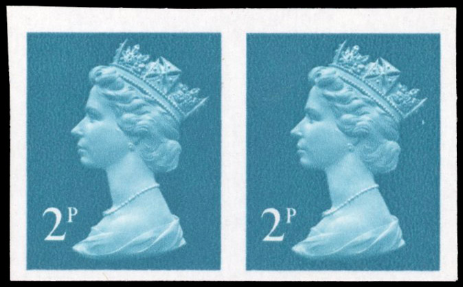 GB SG X849 1973 2p Harrison colour trial pair