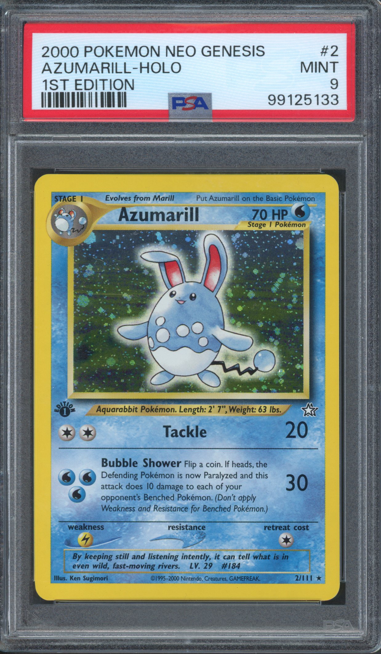 <p>PSA 9 Azumarill 1st Edition - Neo Genesis 2/111</p>