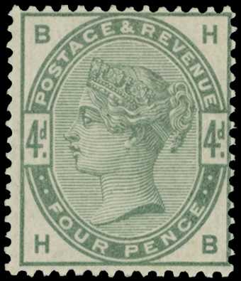 1884 4d dull green (HB) full unmounted o.g.,...