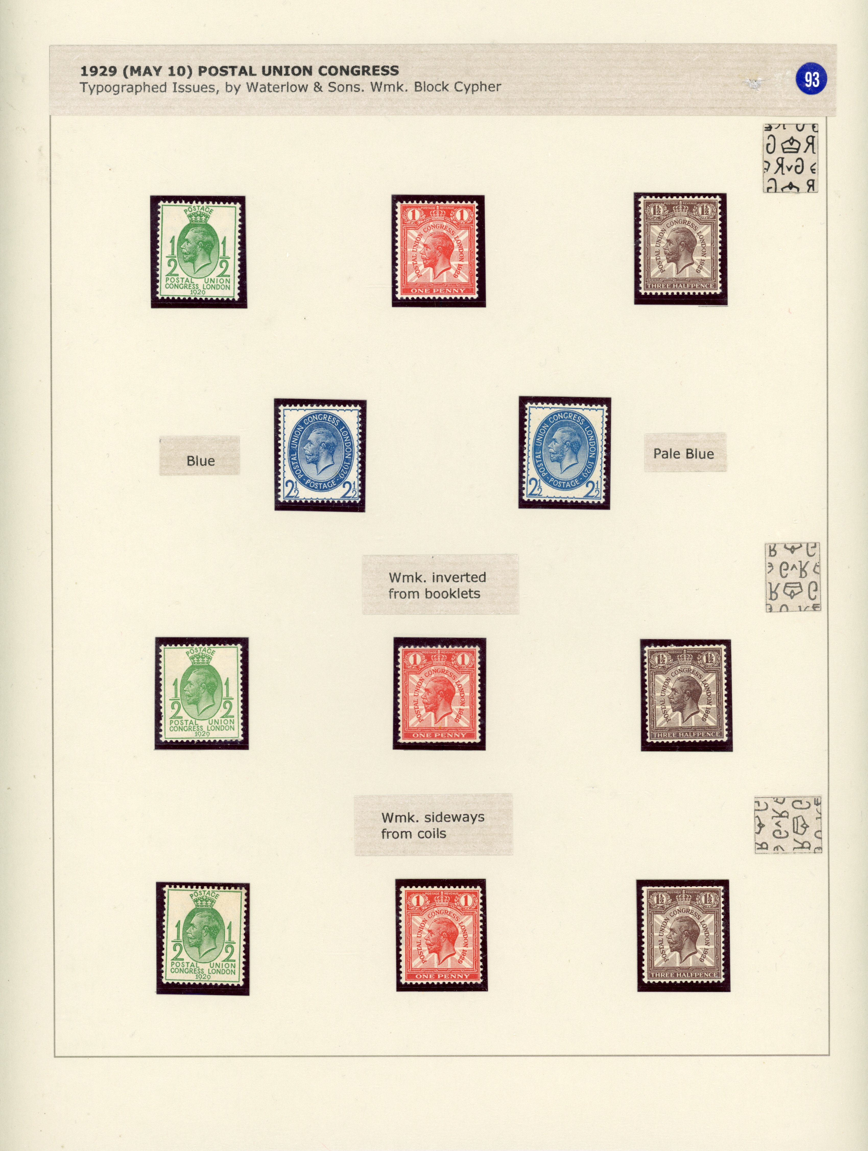 GB: 1929 PUC mostly mint selection