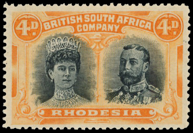 † 4d blue-black and reddish yellow-orange RSC F2/3, position 24 mint