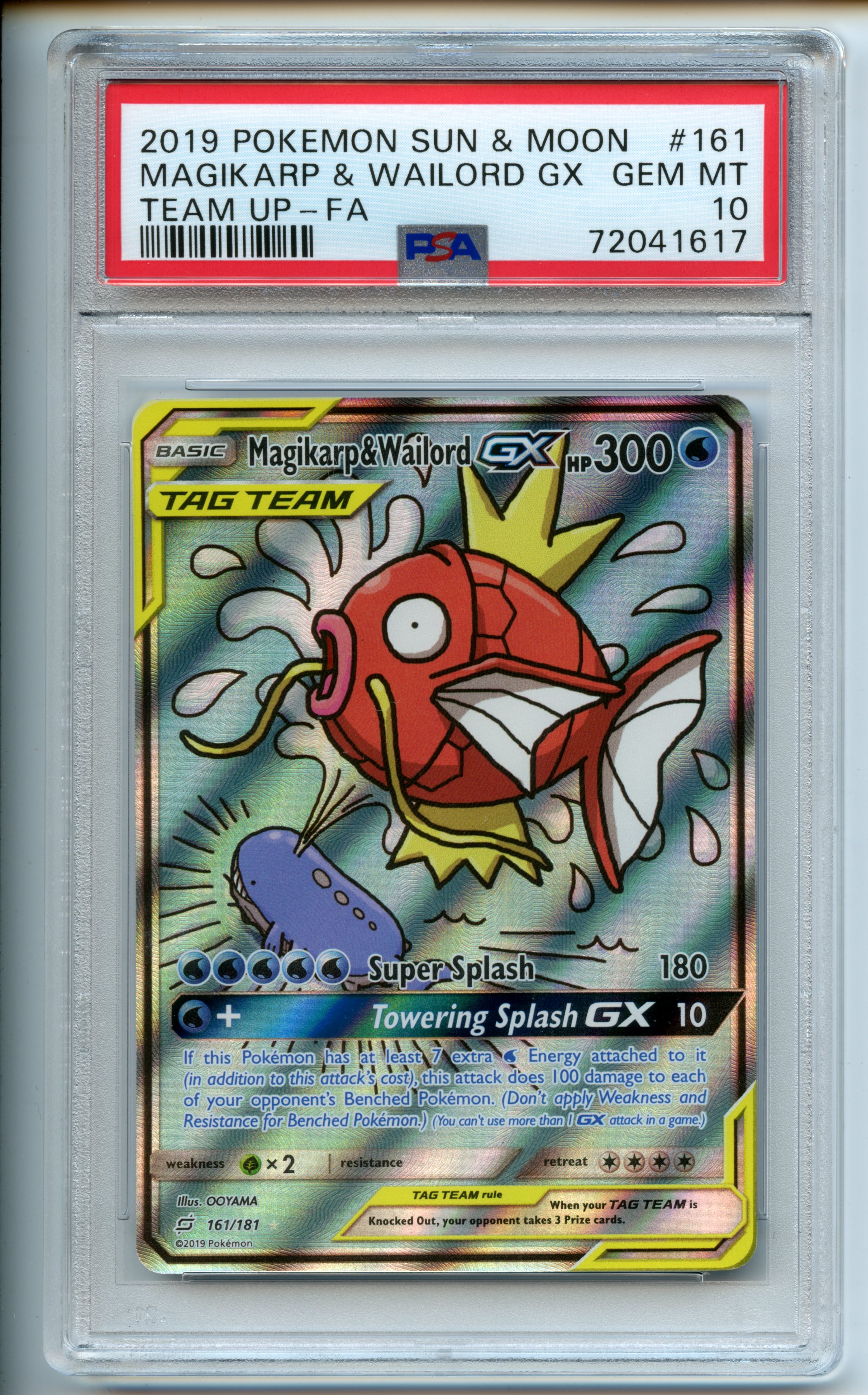 Pokemon TCG  - Magikarp & Wailord GX  - Sun & Moon - PSA 10