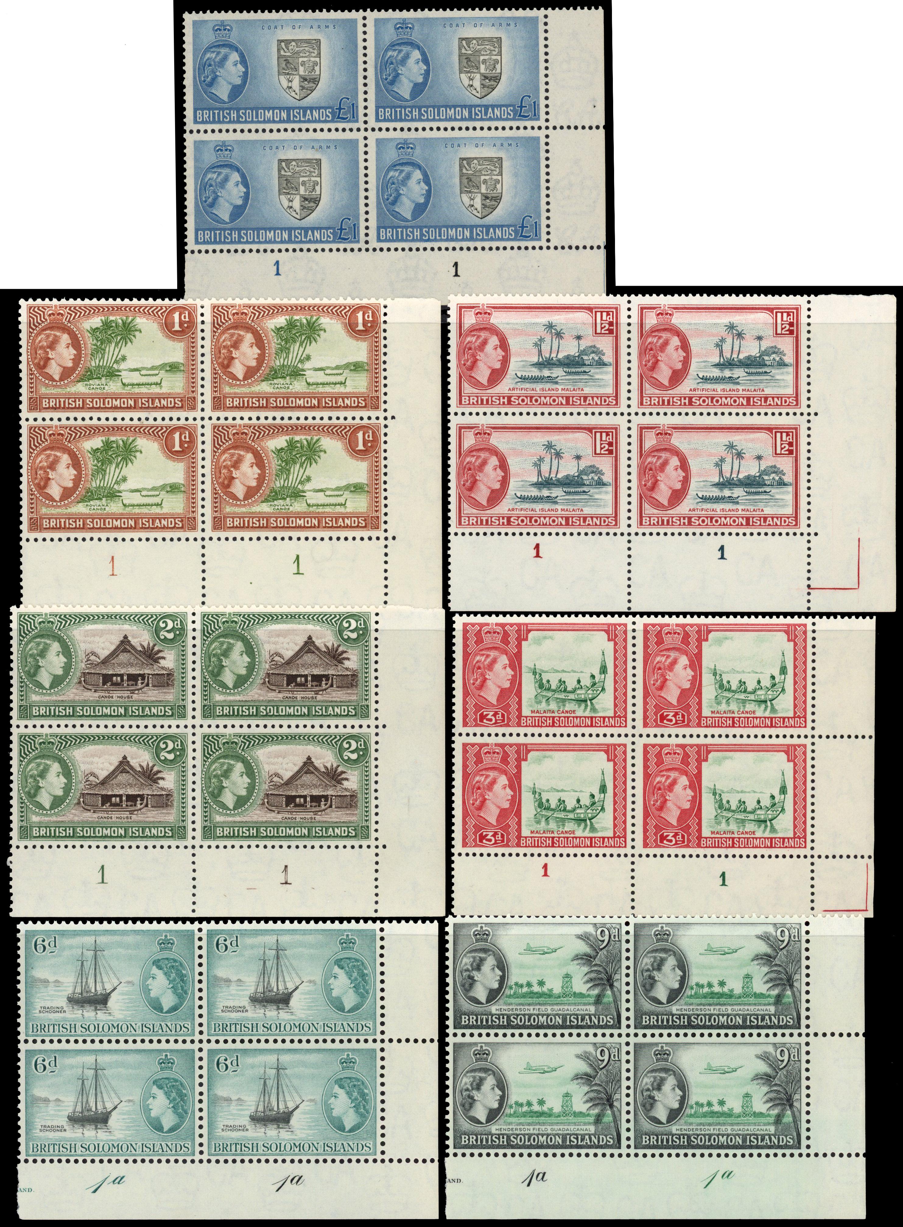 Solomon Islands SG 82-96, 103-111 blocks mint