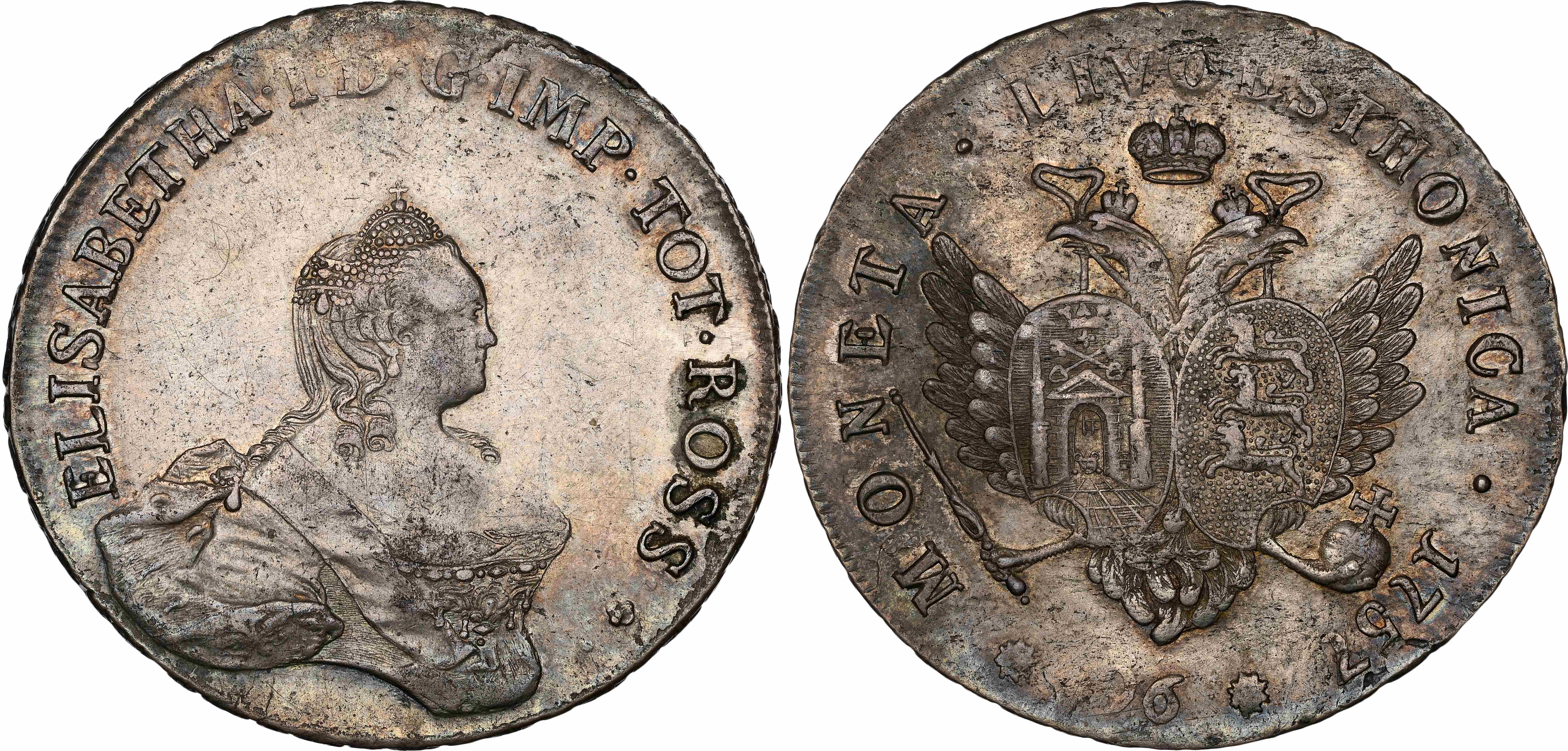 Russia , Livonia & Estonia, Elizabeth Petrovna (1741-1762), silver 96 Kopeks / Rouble, 1757, Krasny (Red) mint…