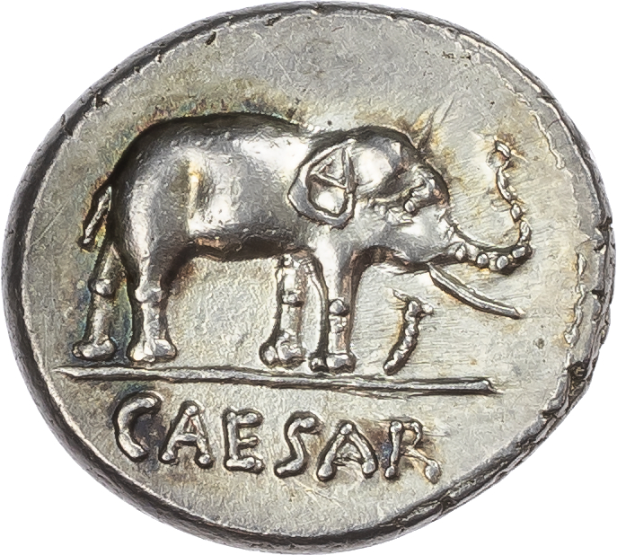 Julius Caesar (49-48 BC), AR Denarius, moving military mint, 3.95g. 