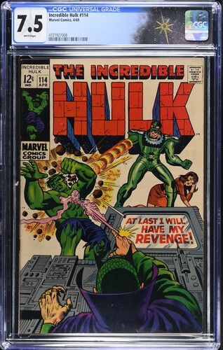 Incredible Hulk #114 CGC 7.5 Stan Lee story Herb Trimpe and Dan Adkins art (Marvel Comics ,1969) White pages