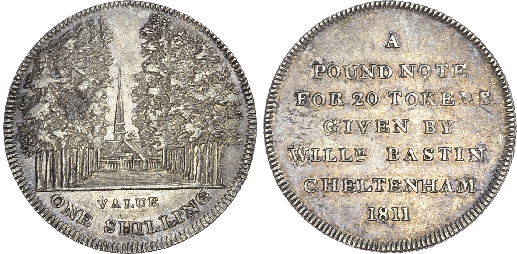 Gloucestershire, Cheltenham. William Bastin, silver shilling 1811.