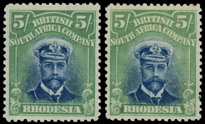 1913-7 5/- Head Die II, perf 14. Two large...
