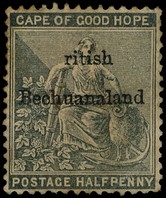 1885 ½d grey-black Cape of Good Hope overprinted 'ritish Bechuanaland' unused without gum, error 'B' omitted.  A little...