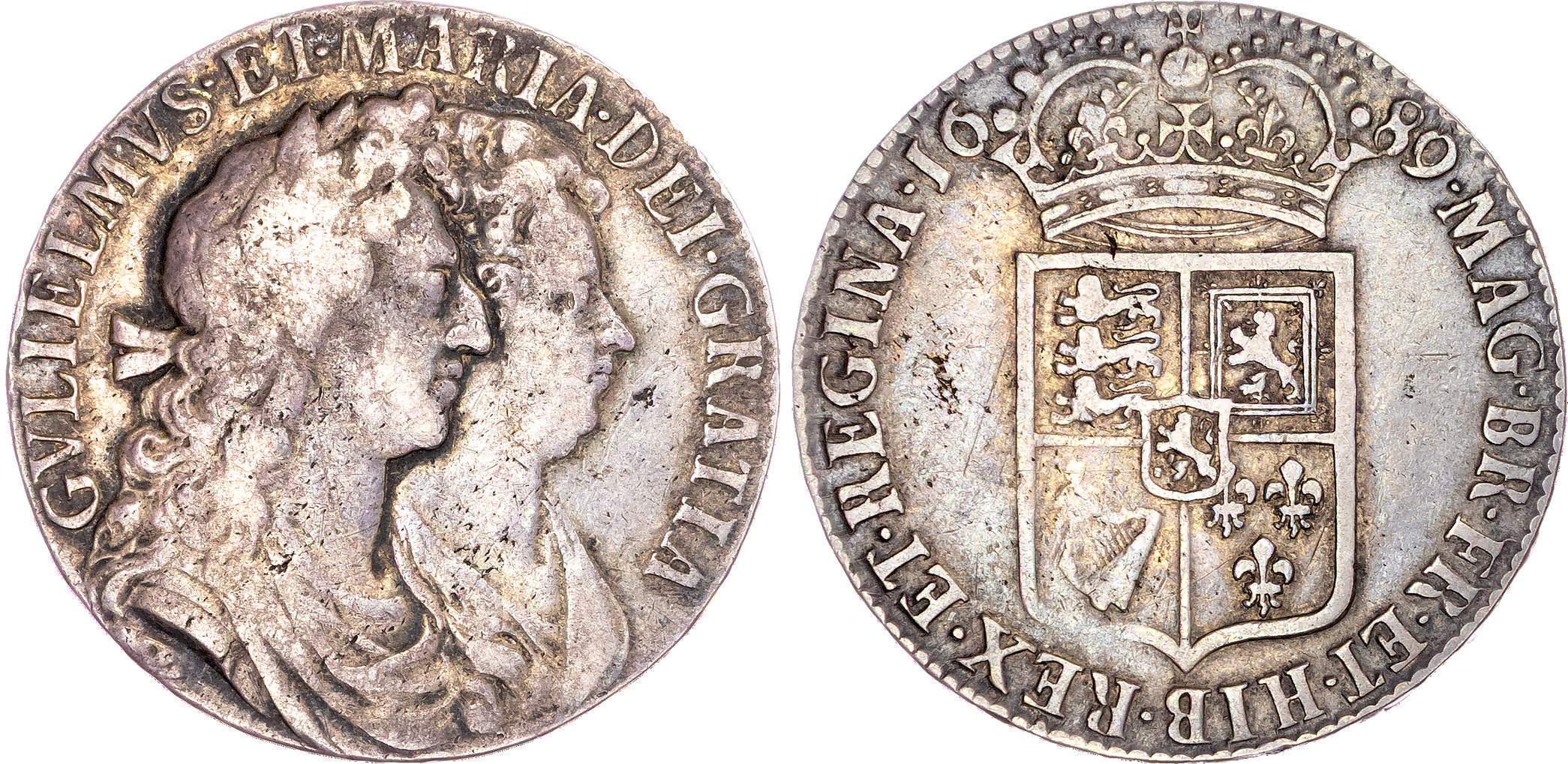 William and Mary (1689-1694), AR Halfcrown, 1689, first reverse.
