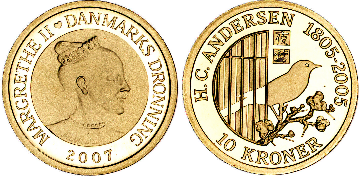 Denmark, Margrethe II (1972-2024), gold Proof 10 Kroner, 2005 - Little Mermaid