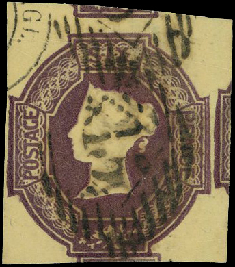1855 6d Dull violet. Fine used four margin