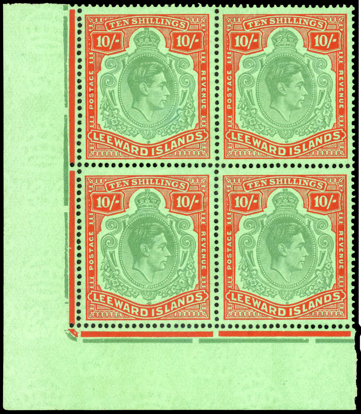 Leeward Islands SG 113c, ca block mint