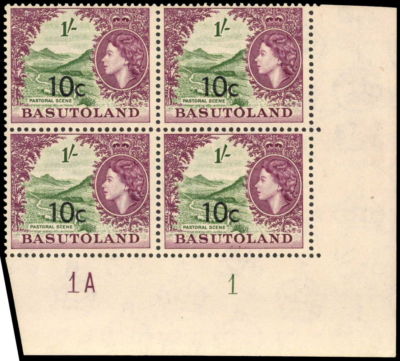 Basutoland SG 64a Plate block mint