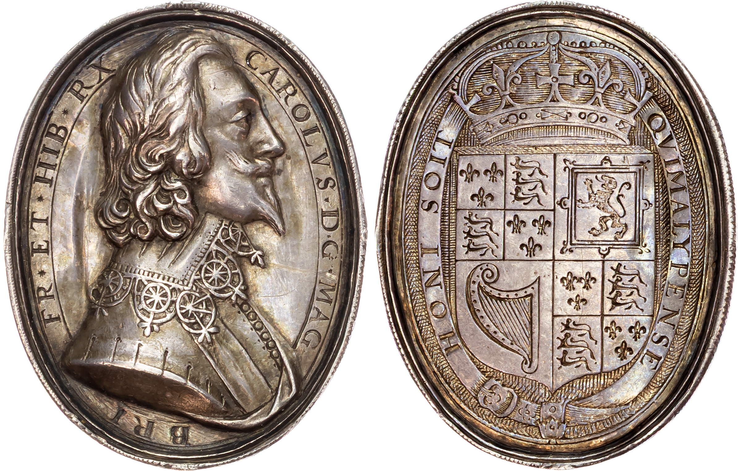 Charles I, (1625-1649), Royalist Badge cast and chased AR badge circa 1649.