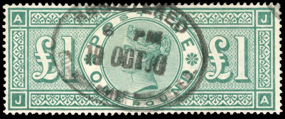 GB: 1891 £1 green fine used SG 212
