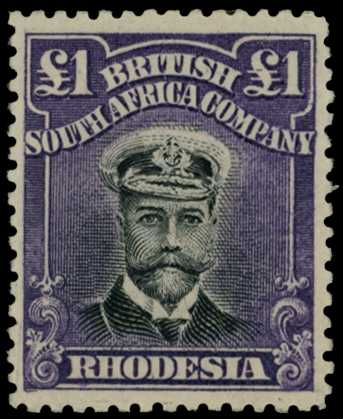 1913-7 £1 Head Die II, perf 14. Large part...