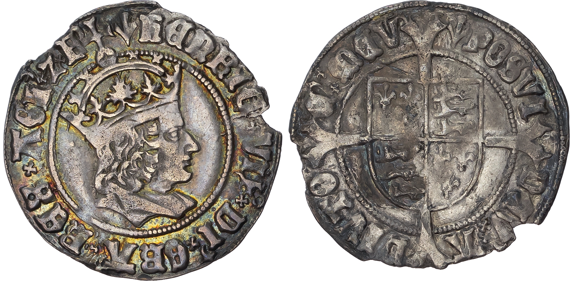 Henry VII (1485-1509) Groat, regular profile issue, mintmark pheon both sides (1505-09). Crowned bust left, triple band …