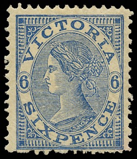1867-81 6d blue "Laureate", wmk V over crown...