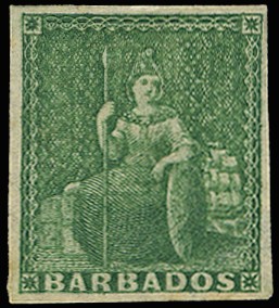 1855-58 (½d) green on white paper, imperforate with...